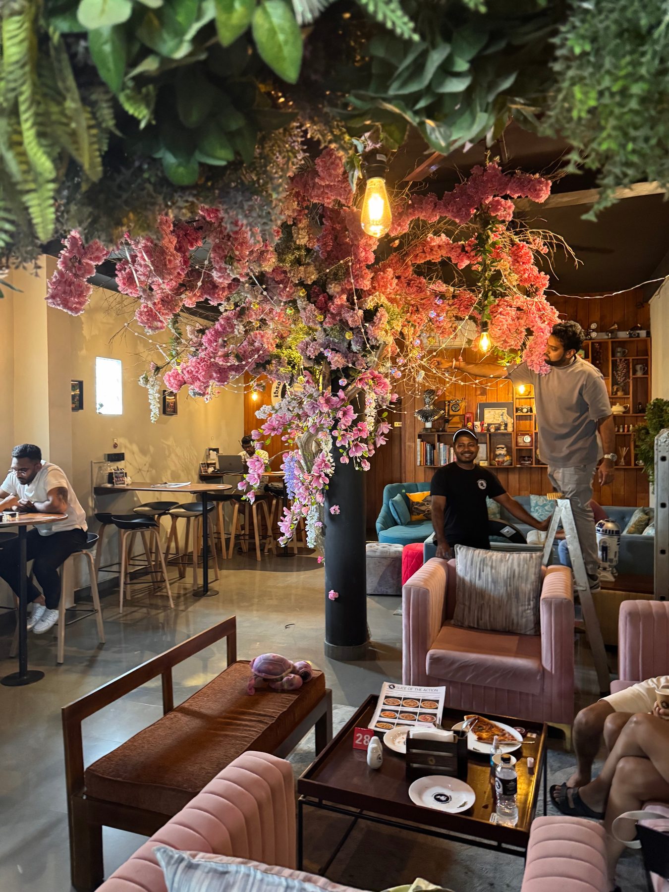 The blossom tree in the main room at Café 1, Nawala
