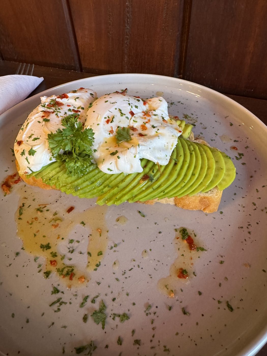 Avocado toast with poached eggs